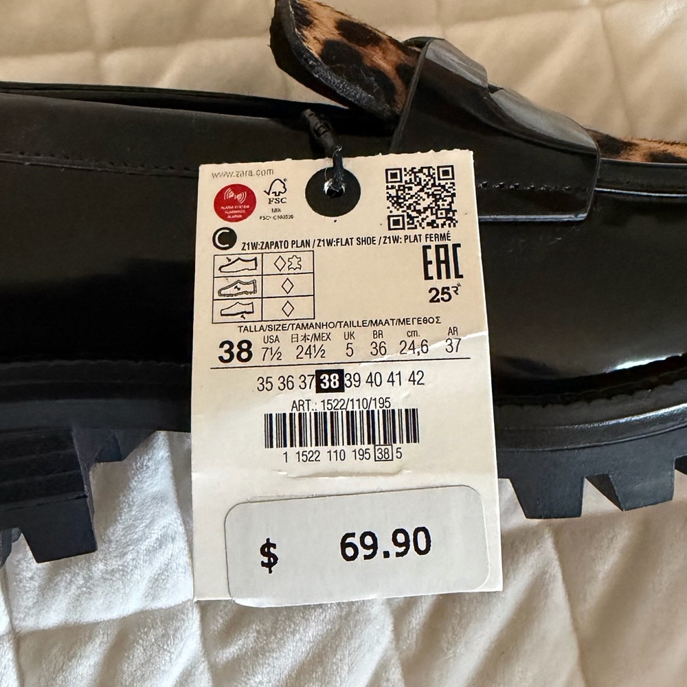 Zara Black and Leopard Print Loafers - Picture 5 of 5